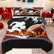 Feelyou 3D Rugby Football Bedding Comforter Set for Teen, Eat Soccer Sleep Twin Comforter Sets, Cartoon Sports Theme Reversible Bedding Set, Super Cozy Room Decor, 2-Piece