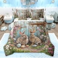 thumbnail image 1 of Feelyou 3D Rustic Rabbit Bedding Comforter Set 7 Pieces for Teens, Cute Easter Egg Full Bedding Set, Farmhouse Groovy Floral Reversible Fitted Sheet Flat Sheet, Microfiber Bedroom Decor, 1 of 8