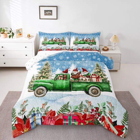 Feelyou 3D Santa Claus Queen Comforter Set, Kawaii Gnome Bedding Sets, Dreamy Winter Christmas Reversible Bedding Comforter Set, Super Cozy Room Decor, 3 Pieces