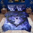 thumbnail image 1 of Feelyou 3D Spider Animal Bedding Comforter Set 7 Pieces, Blue Romantic Rose Floral Full Bedding Set, Happy Valentine's Day Reversible Fitted Sheet Flat Sheet, Microfiber Bedroom Decor, 1 of 7