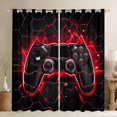 thumbnail image 1 of Feelyou 3D Video Gamepad Blackout Curtains Set of 2 (52x84 Each) for Kids, Modern Gaming Gamer Player Window Curtains, Red Neon Honeycomb Curtains and Drapes, Window Curtains Home Decor, 1 of 6