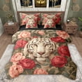 thumbnail image 1 of Feelyou 3D White Tiger Bedding Comforter Set 7 Pieces, Romantic Red Flower Full Bedding Set, Happy Valentines Day Reversible Fitted Sheet Flat Sheet, Microfiber Bedroom Decor, 1 of 8