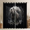 thumbnail image 1 of Feelyou 3D Wildlife Bear Curtains Pack of 2 (42x84 Each), Jungle Animal Hunting Curtains Blackout, Black Grey Bedroom Curtains, Window Curtains Decor, 1 of 6