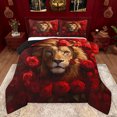 thumbnail image 1 of Feelyou 3D Wildlife Lion Full Size Comforter Sets, Red Rose Flower Bedding Comforter Set, Couple Lover Men Women Reversible Bedding Sets, Lightweight Room Decor, 3 Pieces, 1 of 8