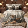 thumbnail image 1 of Feelyou 3D Wildlife Tiger Bedding Comforter Set 7pcs for Teens, Rustic Jungle Animal Queen Bedding Sets, Farmhouse Cabin Reversible Queen Sheet Sets, Breathable Home Decor, 1 of 7