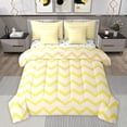 thumbnail image 1 of Feelyou Abstract Child Twin Bedding Sets 7pcs, Stripe Waves Yellow Bedding Comforter Set, 1 of 8
