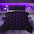 thumbnail image 1 of Feelyou Abstract Full Size Comforter Sets, Purple Honeycomb Rectangle Bedding Sets, 3pcs, 1 of 8