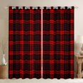 thumbnail image 1 of Feelyou Abstract Lines Curtains Pack of 2 (42x84 Each), Black Red Plaid Curtains Blackout, 1 of 6