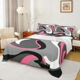 thumbnail image 1 of Feelyou Abstract Ombre Teen Full Size Sheets, Grey Pink Stripes Bed Sheets, 4 Pieces, 1 of 7