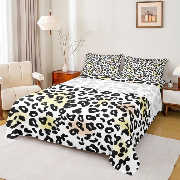 Feelyou Abstract Polkadots Twin Sheet Sets, Leopard Cheetah Print Bedding, 3-Piece