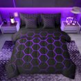 thumbnail image 1 of Feelyou Abstract Twin Bedding Sets 7pcs, Purple Honeycomb Rectangle Bedding Comforter Set, 1 of 8