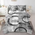 thumbnail image 1 of Feelyou Adult Abstract Geometric Bedding Comforter Set 7 Pieces, Mid Century Minimalism Full Bedding Set, Grey Stripes Circle Reversible Fitted Sheet Flat Sheet, Luxury Bedroom Decor, 1 of 7