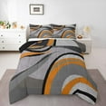 thumbnail image 1 of Feelyou Adult Abstract Geometric Queen Comforter Set, Mid Century Minimalism Bedding Sets, Grey Orange Stripes Reversible Bedding Comforter Set, Microfiber Bedroom Decor, 3 Pieces, 1 of 8