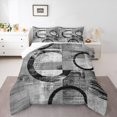 thumbnail image 1 of Feelyou Adult Abstract Geometric Queen Comforter Set, Mid Century Minimalism Bedding Sets, Grey Stripes Circle Reversible Bedding Comforter Set, Luxury Bedroom Decor, 3 Pieces, 1 of 8