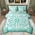 thumbnail image 1 of Feelyou Adult Bohemian Damask Bedding Comforter Set 7 Pieces, Cyan Flower Floral Full Bedding Set, Tribal Paisley Mandala Reversible Fitted Sheet Flat Sheet, Super Cozy Room Decor, 1 of 8