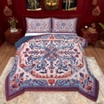 thumbnail image 1 of Feelyou Adult Bohemian Damask Full Size Comforter Sets, Blue Orange Flower Floral Bedding Comforter Set, Tribal Paisley Mandala Reversible Bedding Sets, Super Cozy Room Decor, 3 Pieces, 1 of 8