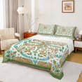 thumbnail image 1 of Feelyou Adult Bohemian Damask Queen Sheet Sets, Green Orange Flower Floral Flat Sheet, Tribal Paisley Mandala Queen Fitted Sheet, Microfiber Bedroom Decor, 4 Pieces, 1 of 7
