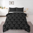 thumbnail image 1 of Feelyou Adult Boho Damask Queen Comforter Set, Black Ghost Bedding Comforter Set, 3pcs, 1 of 8