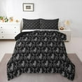 thumbnail image 1 of Feelyou Adult Boho Damask Queen Comforter Set, Black Grey Cat Kitten Bedding Set, 3pcs, 1 of 8