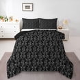 thumbnail image 1 of Feelyou Adult Boho Snake Twin Comforter Sets, Black Grey Damask Flower Bedding Set, 2pcs, 1 of 8