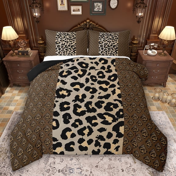 Feelyou Adult Cheetah Print Twin Comforter Sets, Cartoon Leopard Animal Bedding Set, 2pcs