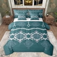 thumbnail image 1 of Feelyou Adult Damask Teal Bedding Comforter Set 7pcs, Hippie Farmhouse Boho King Bedding Sets, Tribal Southwestern Reversible Bed Sheets, Luxury Bedroom Decor, 1 of 7