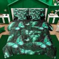 thumbnail image 1 of Feelyou Adult Fashion Butterfly Bedding Comforter Set 7pcs, Romantic Animal King Bedding Sets, Mystic Green Galaxy Reversible Bed Sheets, Luxury Bedroom Decor, 1 of 7