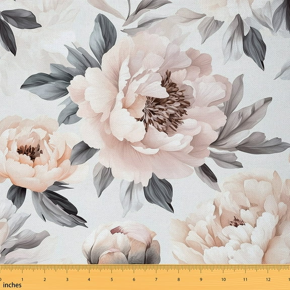 Feelyou Adult Flower Fabric by the Yard 1 Yard, Retro Floral Home Decor Fabric by the Yard, Mid Century Sewing Fabric, Lightweight Room Decor