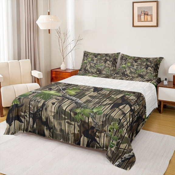 Feelyou Adult Jungle Branches 3-Piece Twin Sheet Set, Leaf Farmhouse Fitted Flat Sheets