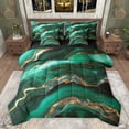 thumbnail image 1 of Feelyou Adult Modern Marble Bedding Comforter Set 7pcs, Abstract Ombre Green King Bedding Sets, Fashion Marbling Stripes Reversible Bed Sheets, Ultra Soft Bedroom Decor, 1 of 7