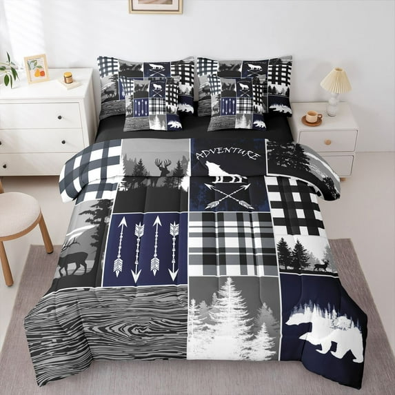 Feelyou Adventure Camp Bedding Comforter Set 7pcs, Lake House King Bedding Sets