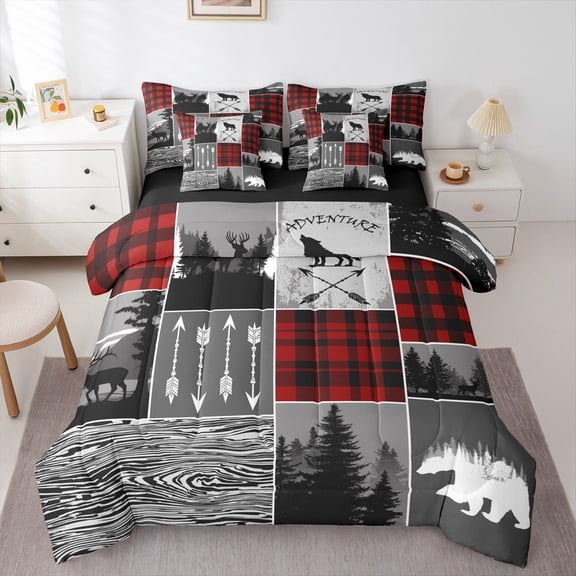Feelyou Adventure Camp Twin Bedding Sets 7pcs, Bear Bedding Comforter Set