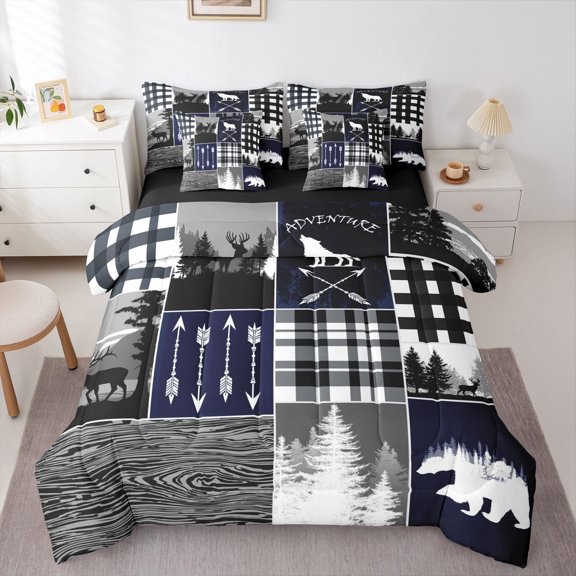 Feelyou Adventure Camp Twin Bedding Sets 7pcs, Lake House Bedding Comforter Set