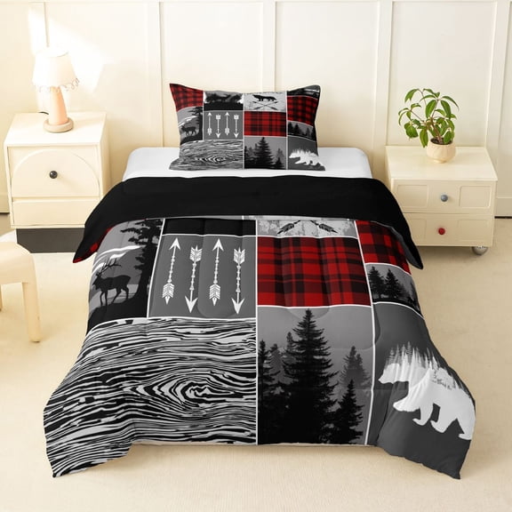 Feelyou Adventure Camp Twin Comforter Sets, Bear Bedding Set, 2-Piece