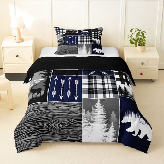 Feelyou Adventure Camp Twin Comforter Sets, Lake House Bedding Set, 2pcs