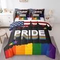 thumbnail image 1 of Feelyou American Flag Twin Bedding Sets 7-Piece for Kid, Rainbow Stripes Geometric Bedding Comforter Set, Colorful Stars Print Sheet Sets, Ultra Soft Home Decor, 1 of 7