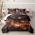 thumbnail image 1 of Feelyou Ancient Flame Dragon Bed Spread Queen for Boys Girls, Cartoon Magical Animal Queen Coverlet Set, Black Orange, 3-Piece, 1 of 7