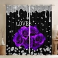 thumbnail image 1 of Feelyou Anniversary Purple Rose Blackout Curtains Set of 2 (52x84 Each), Romantic Valentine's Day Window Curtains, Glitter Fashion Diamond Curtains and Drapes, Black Out Curtains Decor, 1 of 6