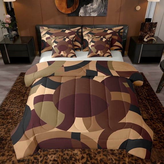 Feelyou Art Cycle Bedding Comforter Set 7pcs, Retro Abstract Stripes Queen Bedding Sets