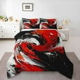 thumbnail image 1 of Feelyou Artwork Geometric Bedding Comforter Set for Adult, Retro Oil Printing Twin Comforter Sets, Black Red Abstract Reversible Bedding Set, Luxury Bedroom Decor, 2 Pieces, 1 of 8