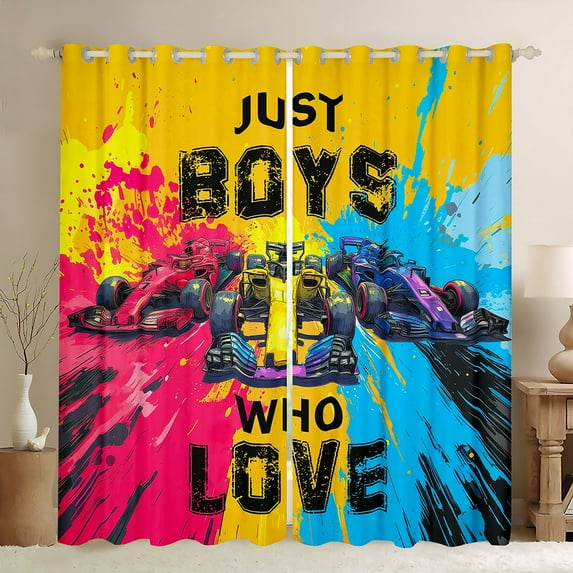 Feelyou Automobile Black Out Curtains, Racing Car Sports Curtains Pack of 2 (42x63 Each)