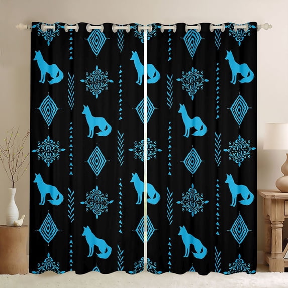 Feelyou Aztec Abstract Blackout Curtains Set of 2 (52x84 Each), Rustic Fox Window Curtains