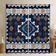 thumbnail image 1 of Feelyou Aztec Black Out Curtains, Navy Damask Triangle Curtains Pack of 2 (42x63 Each), 1 of 6