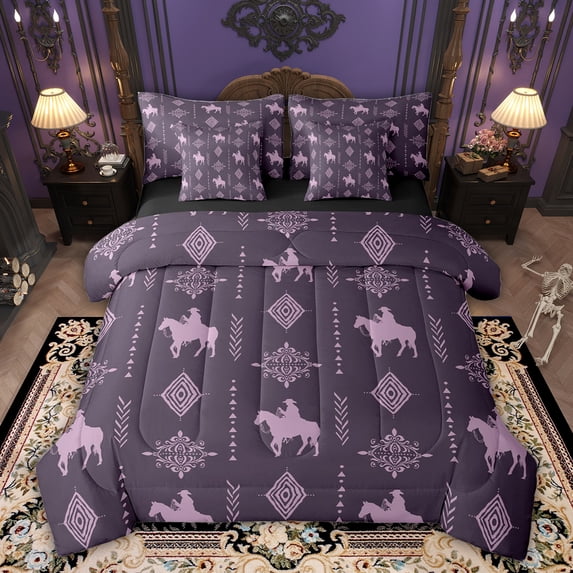 Feelyou Aztec Damask Bedding Comforter Set 7pcs, Rustic Cowgirl Cowboy King Bedding Sets