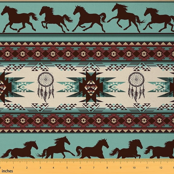 Feelyou Aztec Fabric by the Yard 3 Yards for Adult, Rustic Animal Home Decor Fabric by the Yard, Retro Hippie Style Sewing Fabric, Microfiber Bedroom Decor