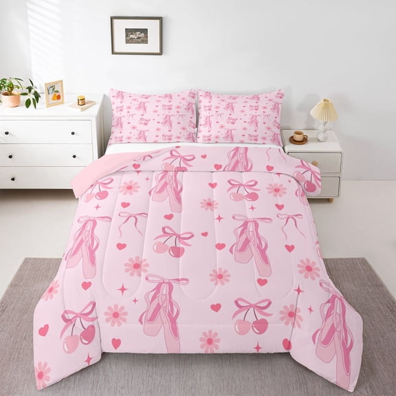 Feelyou Ballet Princess Twin Comforter Sets, Bowknot Bedding Set, 2 Pieces