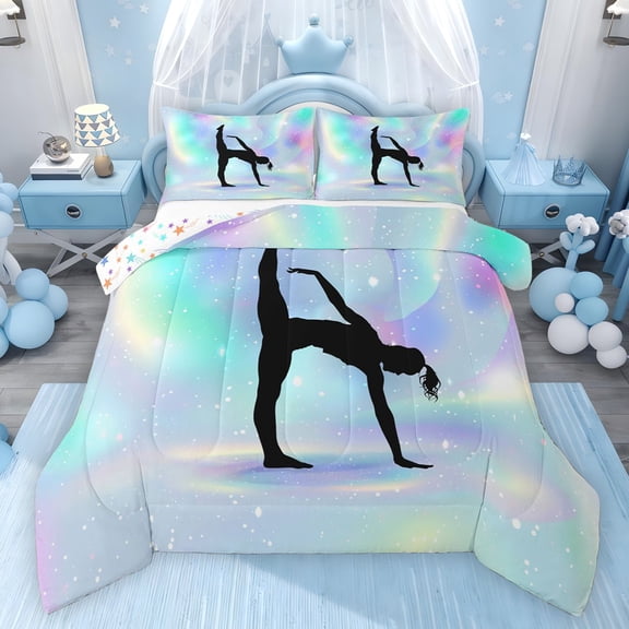 Feelyou Ballet Princess Twin Comforter Sets, Gymnastics Sports Bedding Set, 2pcs
