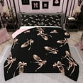 thumbnail image 1 of Feelyou Ballet Shoes Girls Queen Comforter Set, Black Pink Bowknot Bedding Sets, Kawaii Princess STyle Reversible Bedding Comforter Set, Breathable Home Decor, 3pcs, 1 of 8