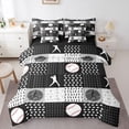 thumbnail image 1 of Feelyou Baseball Bedding Comforter Set 7 Pieces, Black Plaid Queen Bedding Sets, 1 of 7
