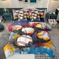thumbnail image 1 of Feelyou Baseball Game Bedding Comforter Set 7 Pieces for Boy, Chic Graffiti Splash Full Bedding Set, Vintage Oil Printing Reversible Fitted Sheet Flat Sheet, Luxury Bedroom Decor, 1 of 7